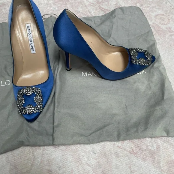 Manolo Blahnik Royal Blue Hangisi 70mm heel - Picture 6 of 9
